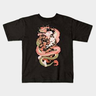 Japanese Girl With Dragon and Cats 2 T-Shirt 02 Kids T-Shirt